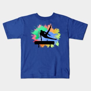 Men's Gymnastics Silhouette Art - Pommel Horse Kids T-Shirt